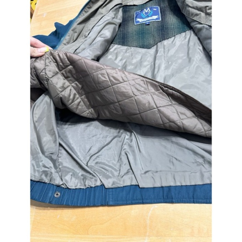 Members Only‎ Mens Jacket Vintage Green Blue Bomber Full Zip Lined Size Medium - Picture 7 of 13